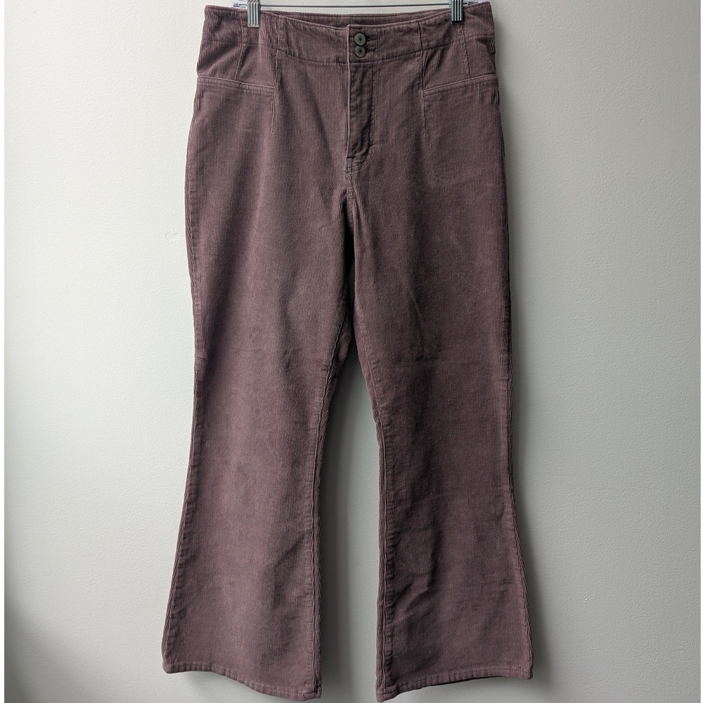 Lucky Brand Stevie High Rise Flare Corduroy Mauve Pants Sz 14/32 Boho Retro 70s